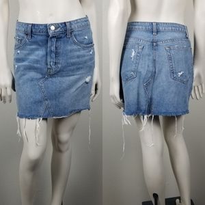 Reformation Retooled Denim Mini Skirt in Salton Wash